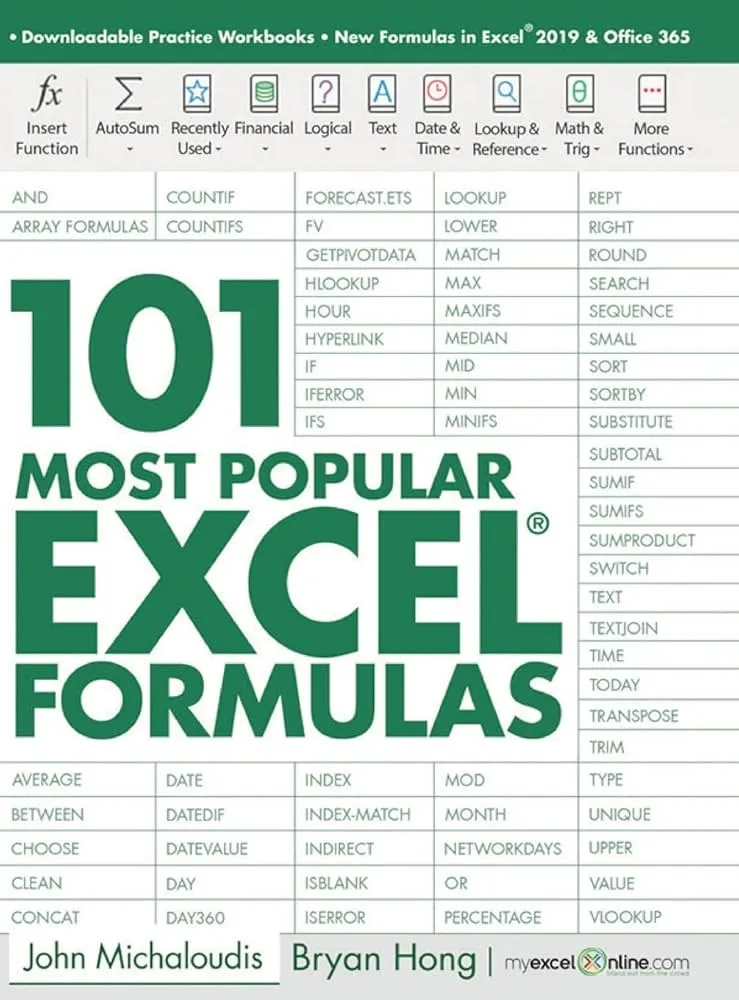 101 Most Popular Excel Formulas Book by Bryan Hong and John Michaloudis